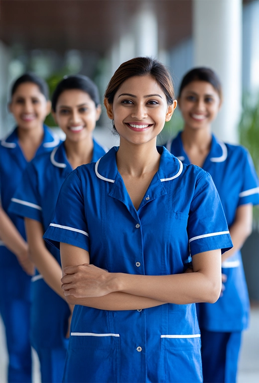 Qualified nurses taking a German language course at Runiver before placement